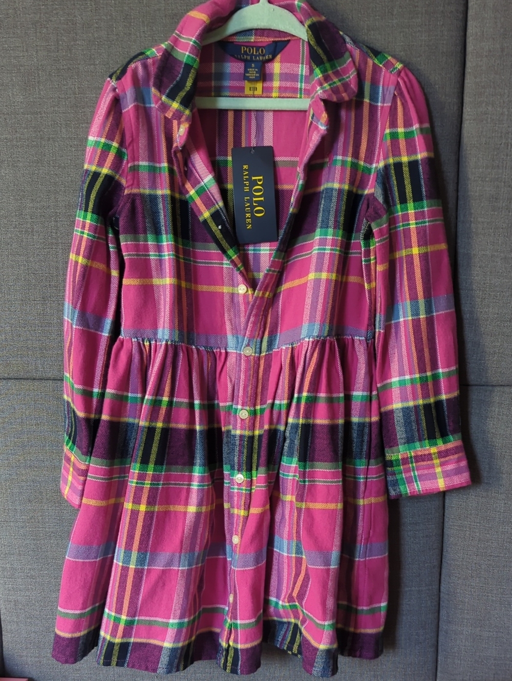 Polo by Ralph Lauren Pink Plaid Button-Front Girls Dress